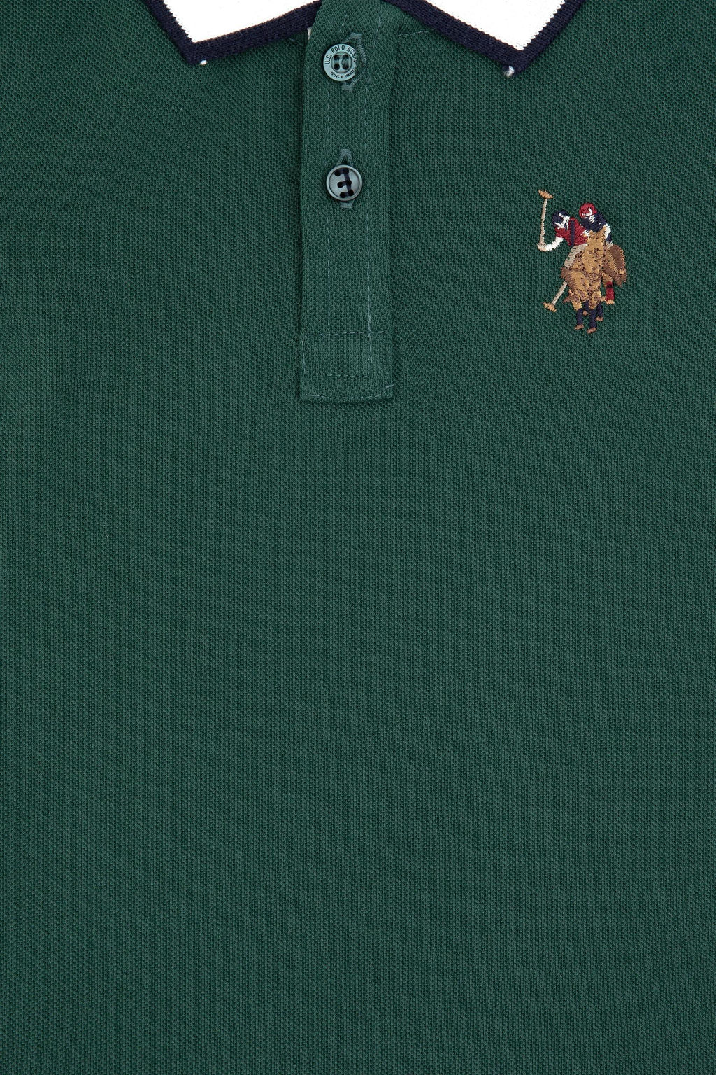 Erkek _ocuk Koyu Ye_il Polo Yaka Basic Sweatshirt