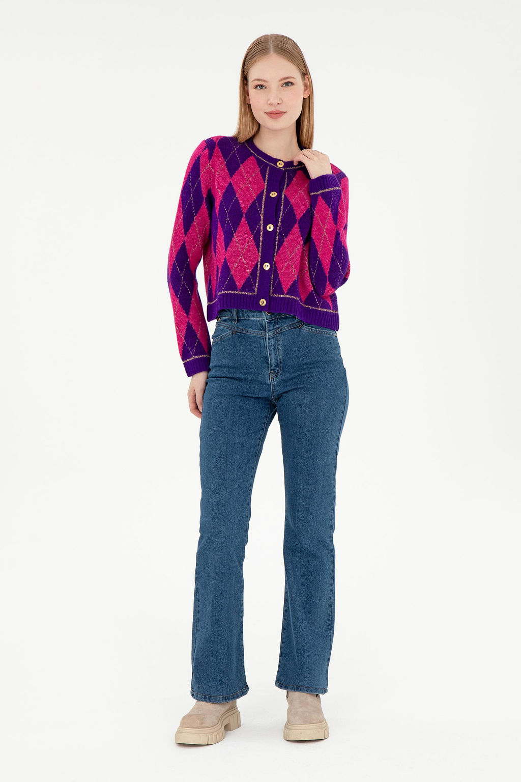 Женский фиолетовый трикотажный кардиган Неожиданная скидка в корзине - U.s. polo assn фото 4