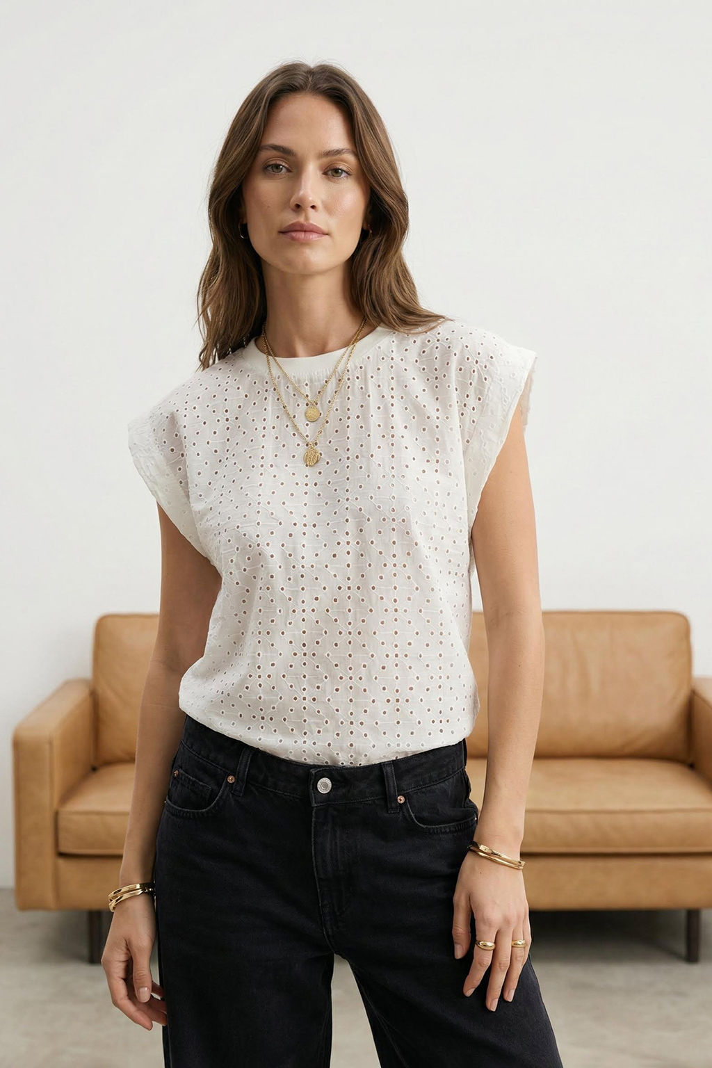 TRENDYOLMILLA K?rm?z? Brode Detayl? Relaxed/Rahat Kal?p Orme T-Shirt TWOSS25TS00089  фото 12