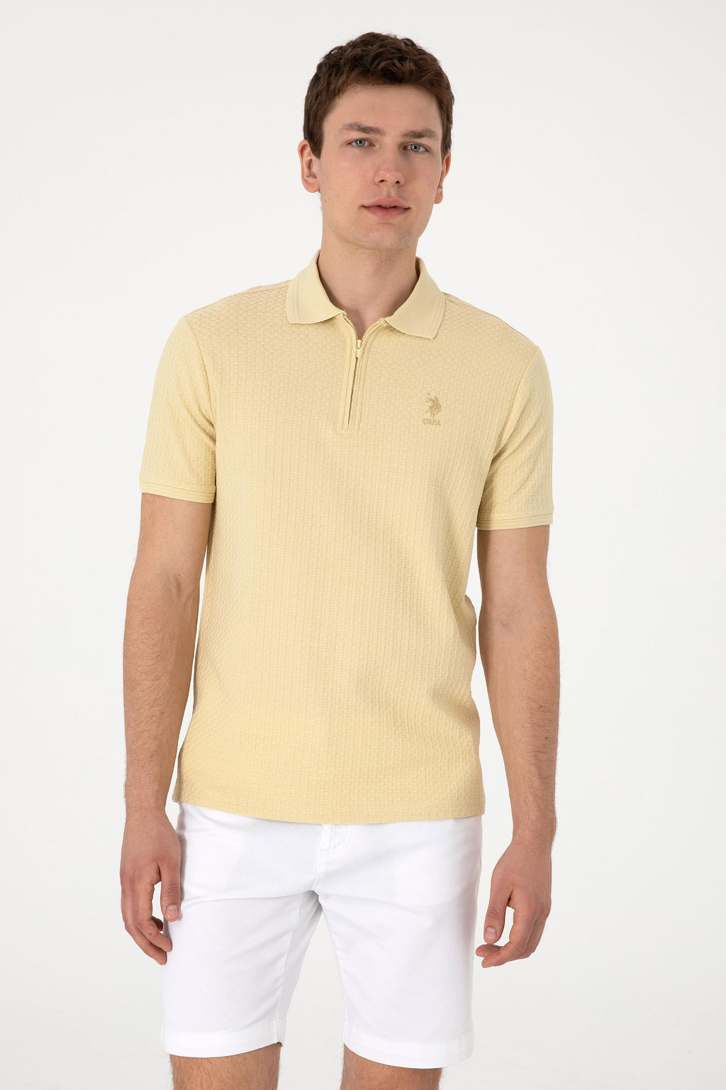 Erkek Regular Fit Polo Yaka A__k Haki Ti__rt Sepette S_rpriz _ndirim