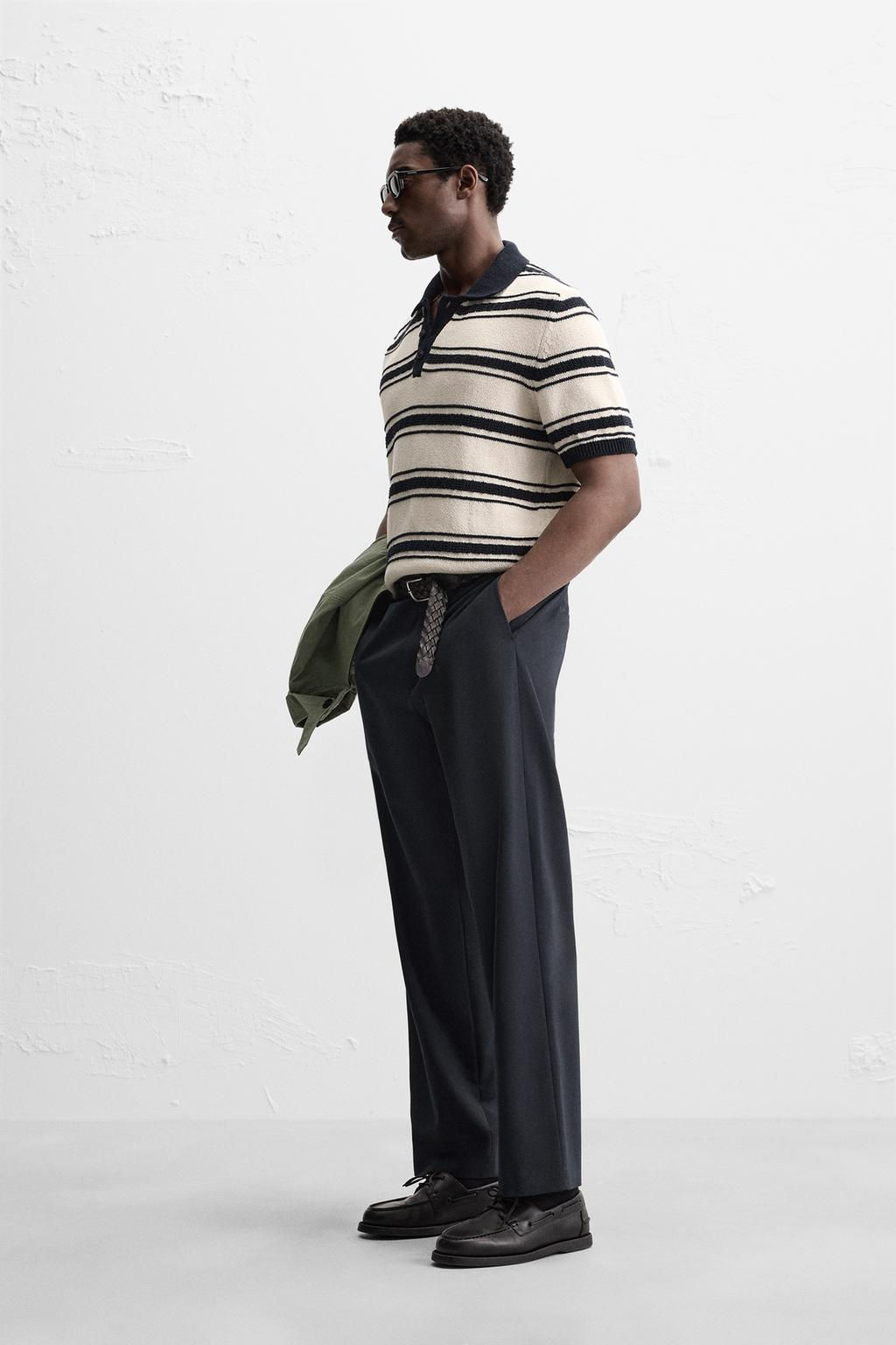 STRIPED JACQUARD KNIT POLO SHIRT - Zara фото 4