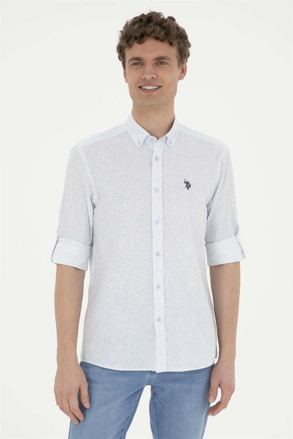 Мужская синяя рубашка с длинным рукавом Неожиданная скидка в корзине - U.s. polo assn фото 3