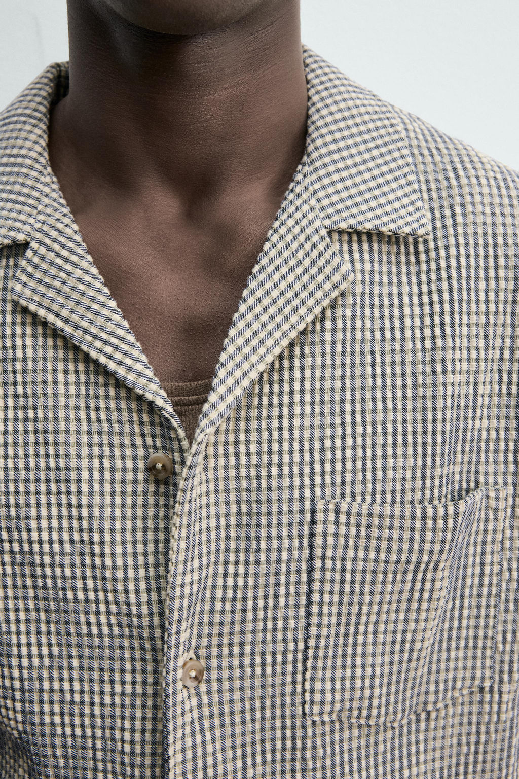 CAMISA REGULAR FIT ESTRUCTURA SEERSUCKER / Crudo / Verde - Zara фото 6