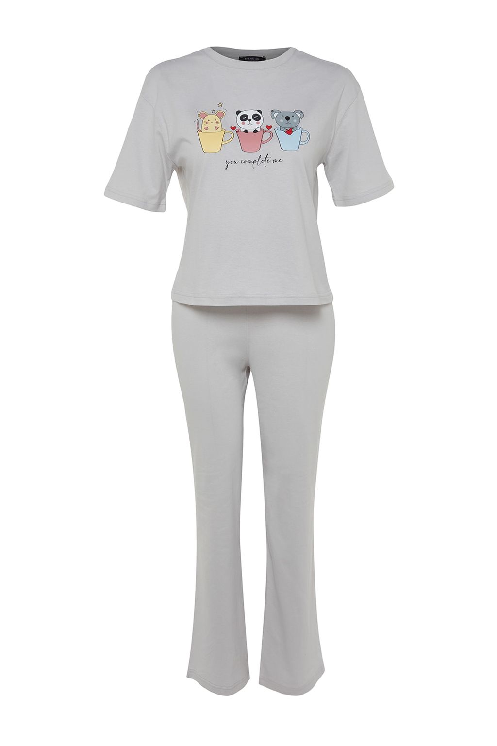 Trendyolmilla Lila %100 Pamuklu Eglenceli Bask?l? T-shirt-Pantolon Orme Pijama Tak?m? THMSS23PT00134 фото 29