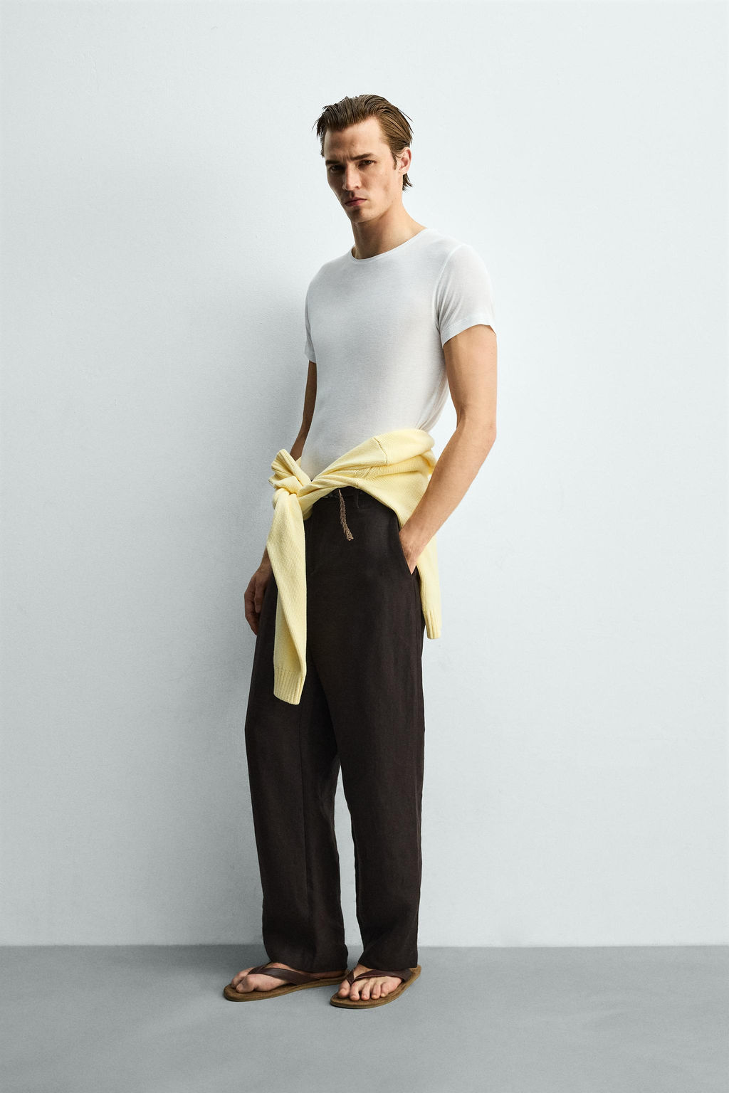 CAMISETA SLIM FIT ESTRUCTURA VISCOSA / Blanco - Zara фото 4