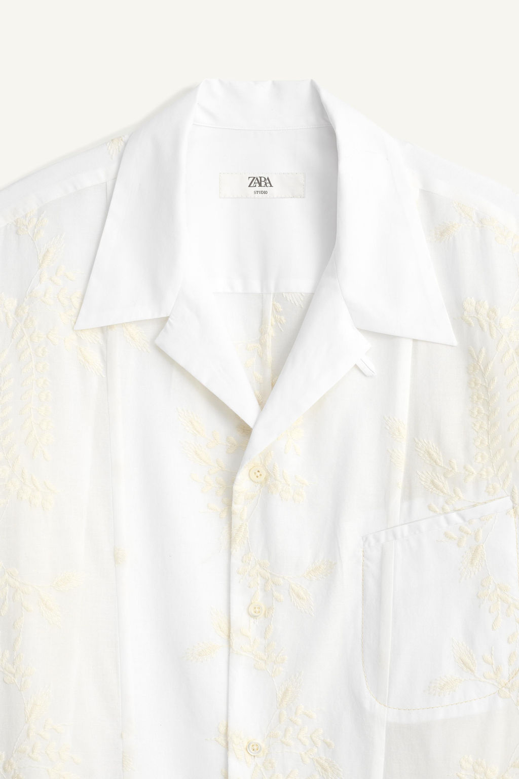 CAMISA RELAXED FIT BORDADOS / Crudo - Zara фото 7