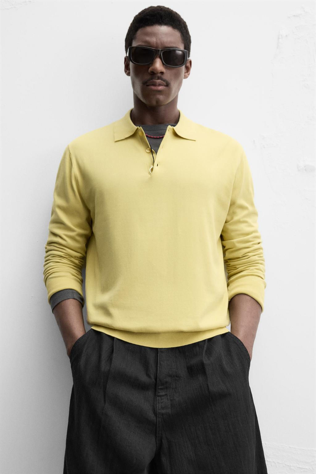 COTTON - LYOCELL KNIT POLO SHIRT - Zara фото 6