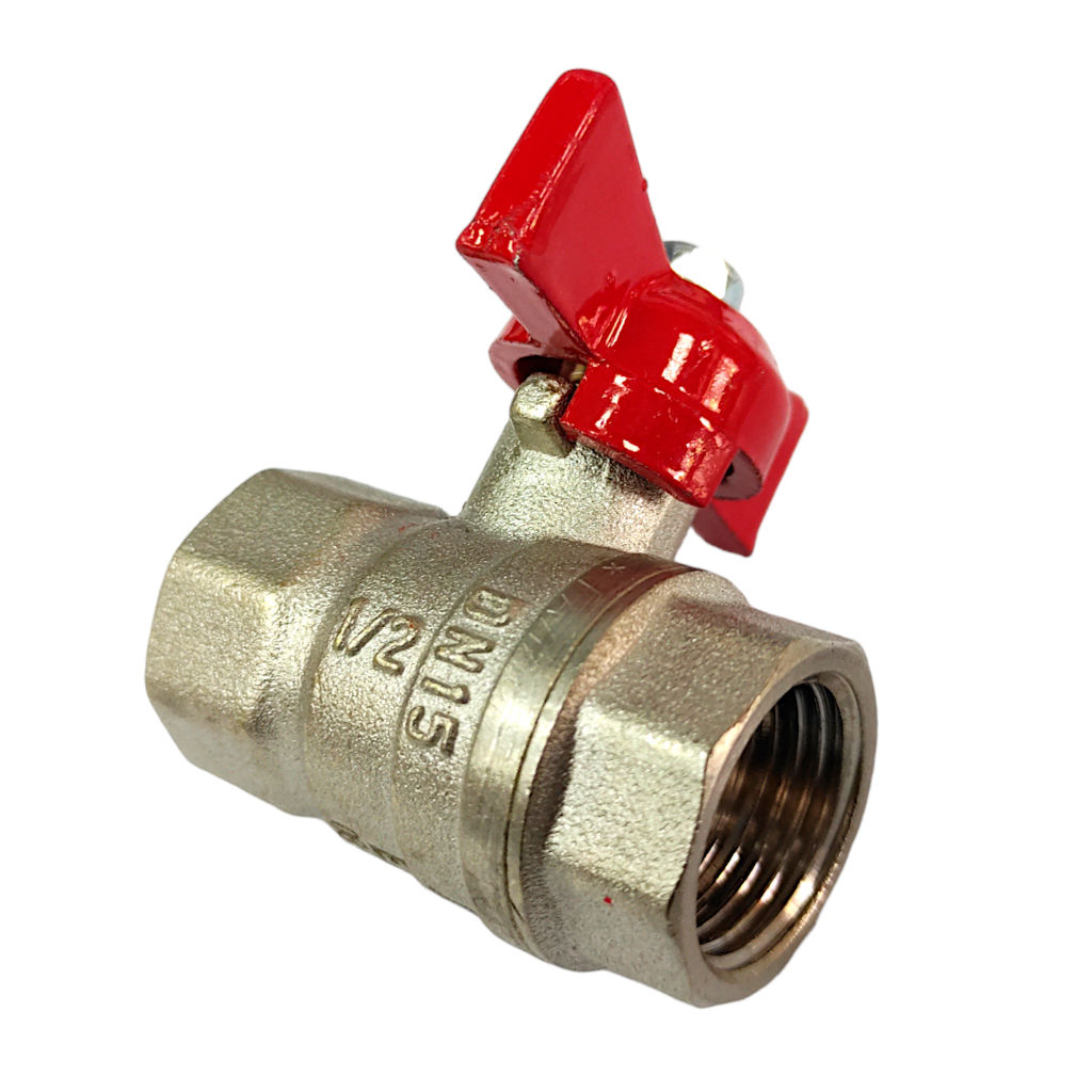 Кран шаровый для воды 1/2" г-г (латунь), бабочка