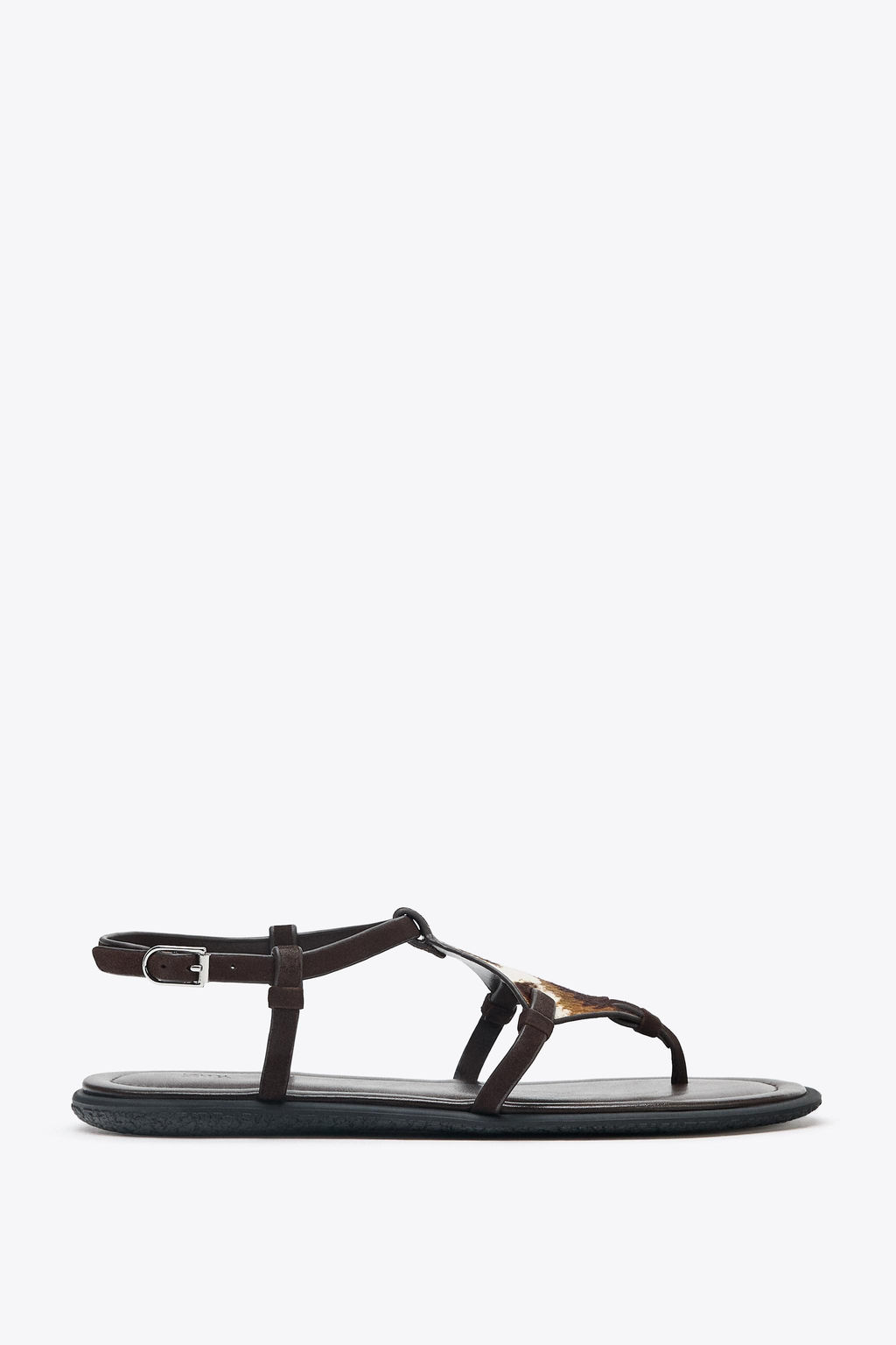 ANIMAL PRINT LEATHER AND SHEEPSKIN SANDALS - Zara фото 3