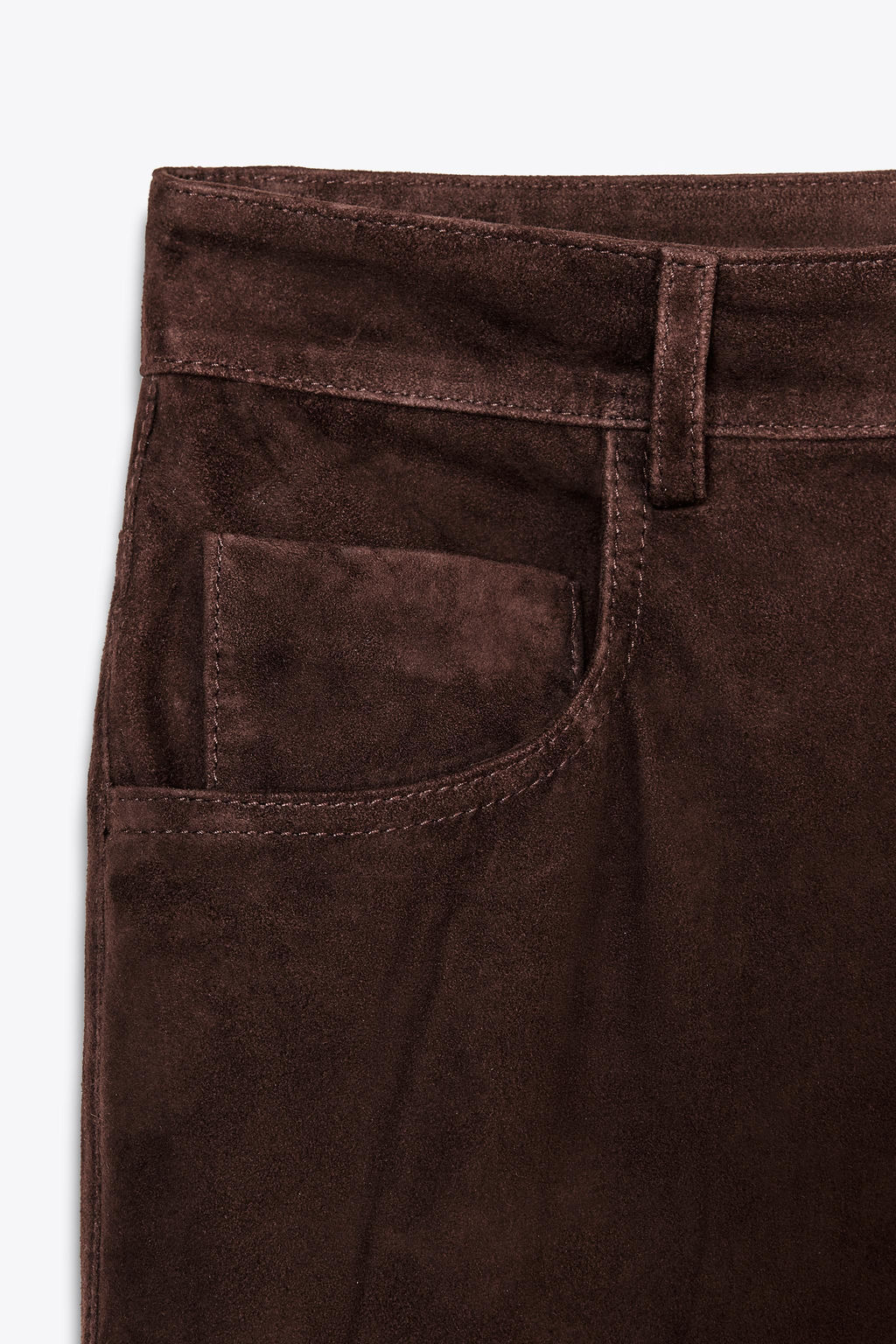 ZW COLLECTION LIMITED EDITION 100% SUEDE TROUSERS - Zara фото 12