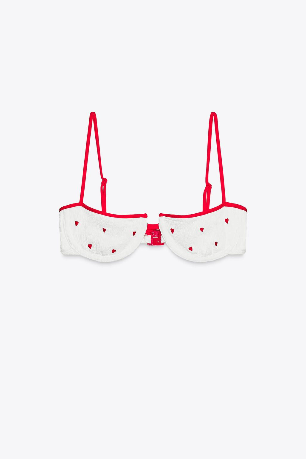 EMBROIDERED ELASTIC UNDERWIRED BIKINI TOP - Zara фото 4