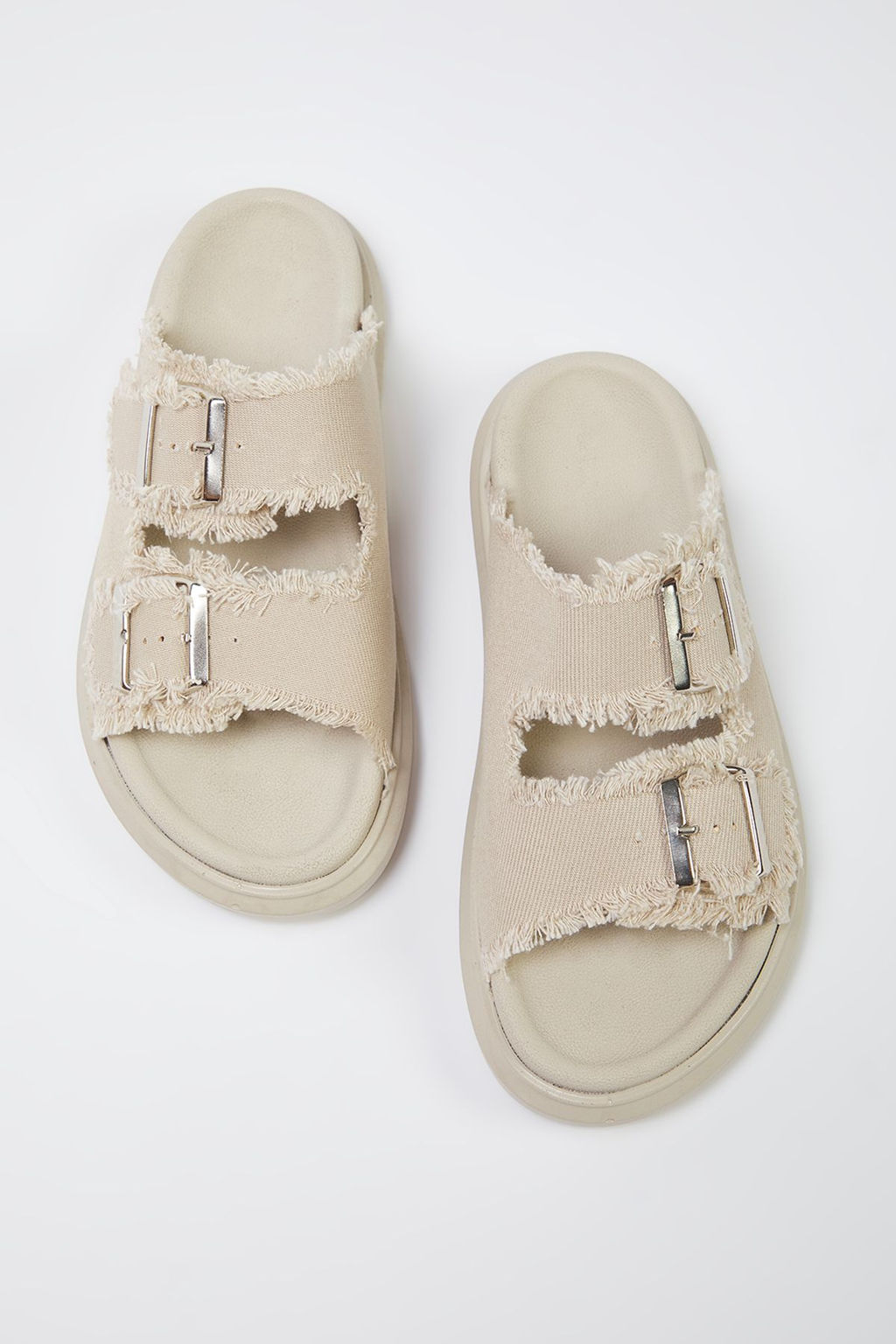 Trendyolmilla Shoes Ekru Denim Puskullu Toka Detayl? Cift Bantl? Kad?n Terlik TAKSS25TE00038  фото 6