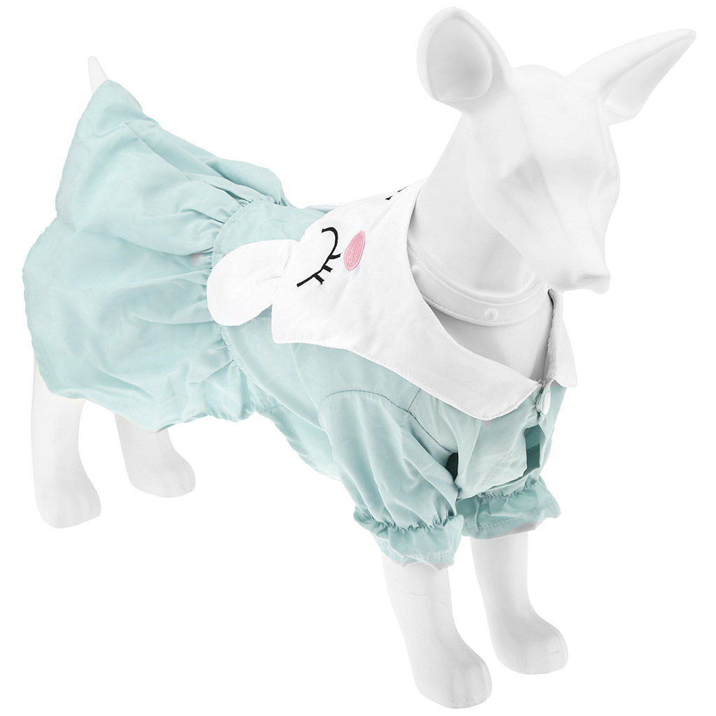 Пэт тойс (Pet toys) Одежда для собаки Платье Зайка с принтом, с вышивкой, на кнопках р-р L, длина спинки 35см/обхват груди 44см/обхват шеи 34см, цвет-мятный, 100% полиэстер (Китай)