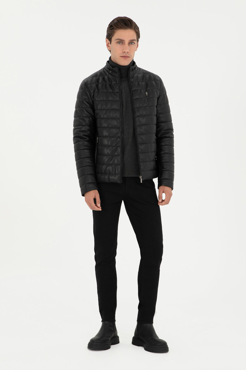 Мужская черная кожаная куртка Неожиданная скидка в корзине - U.s. polo assn фото 11