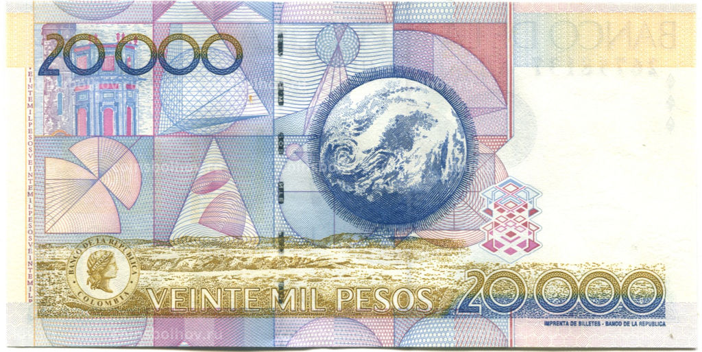 Банкнота 20000 песо 2003 года Колумбия