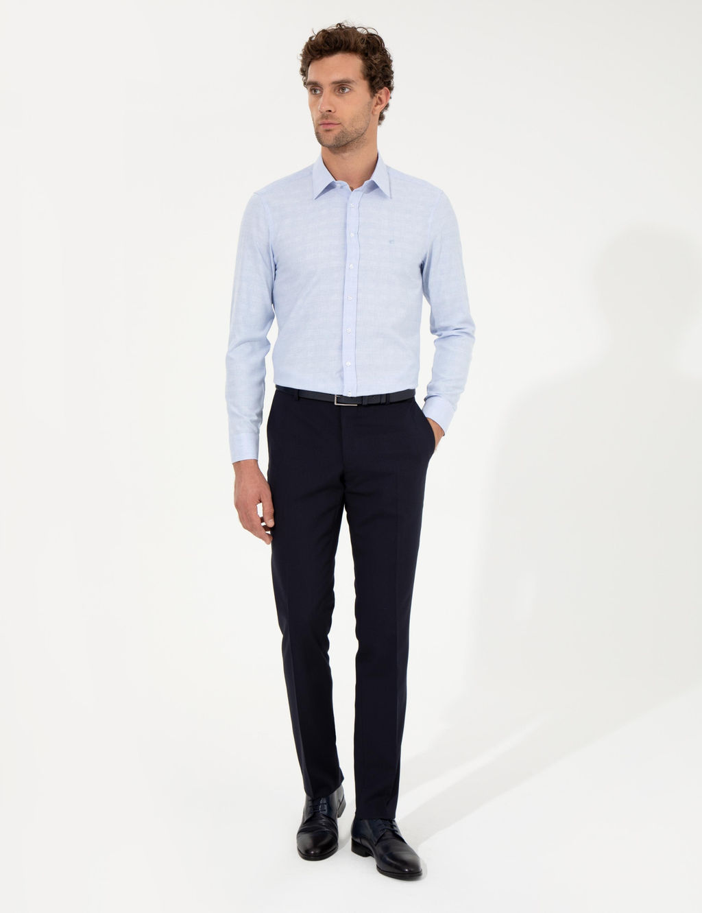 Синяя зауженная рубашка с длинным рукавом - Cacharel фото 4