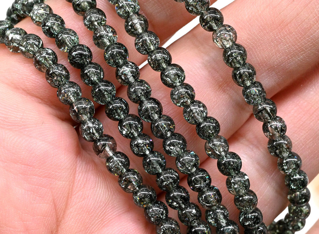 Браслет из сахарного кварца шарик 4мм цв.графитовый, 17см