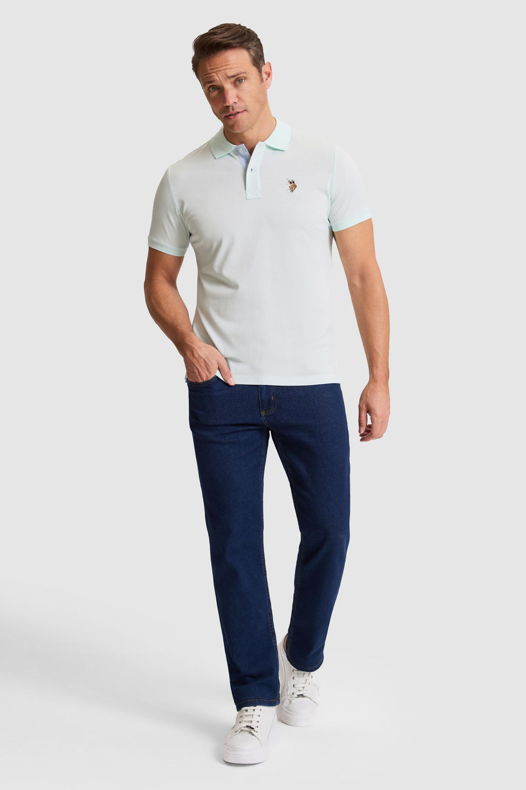 Erkek Su Ye_ili Regular Fit Polo Yaka Basic Ti__rt