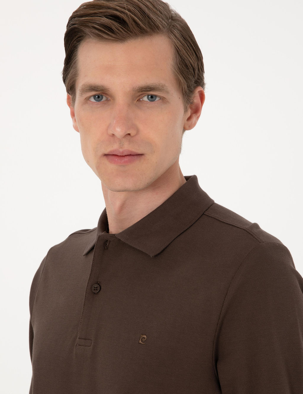 Koyu Kahverengi Slim Fit K_vr_lmaz Polo Yaka Basic Pike Sweatshirt - Pierre cardin фото 2