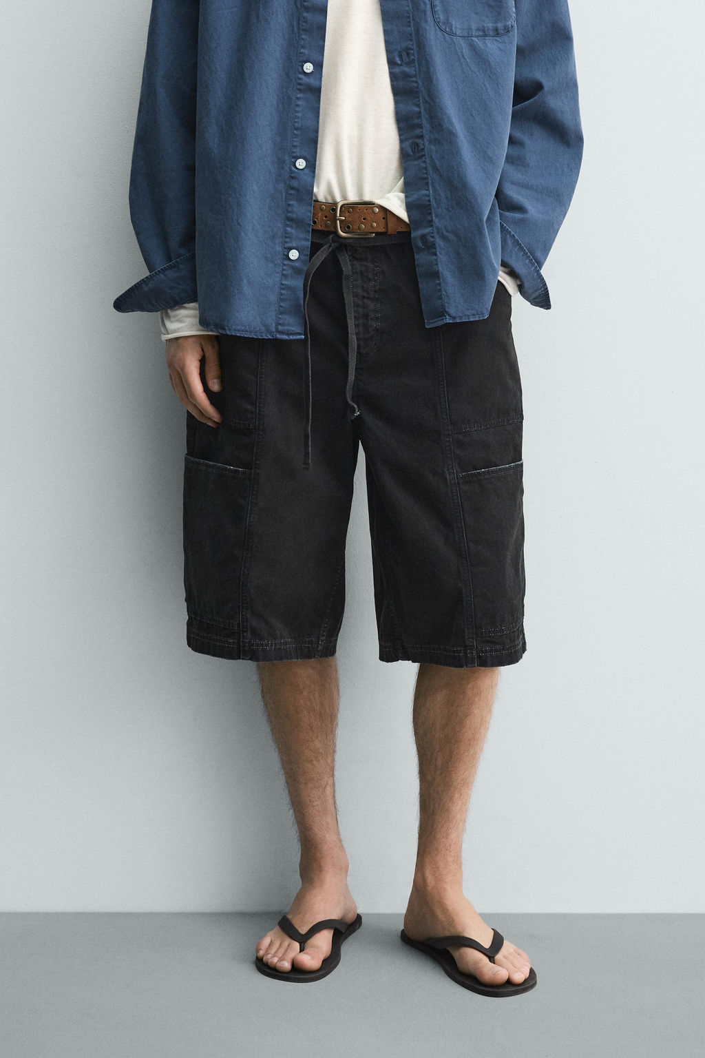 BERMUDA BAGGY FIT CINTUR?N / Negro