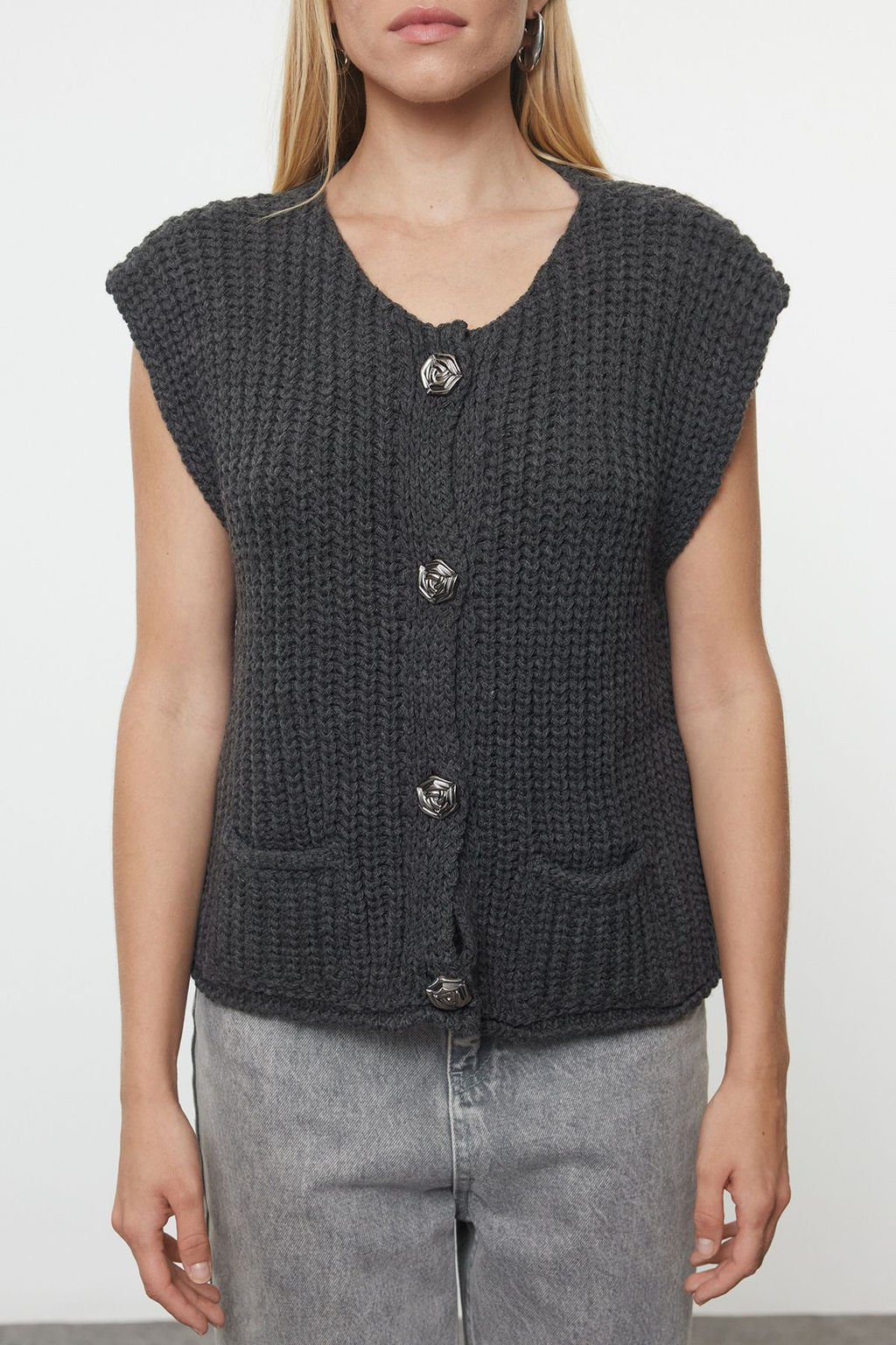 TRENDYOLMILLA K?rm?z? Bisiklet Yaka Fitted Yelek TWOAW25YE00027  фото 3