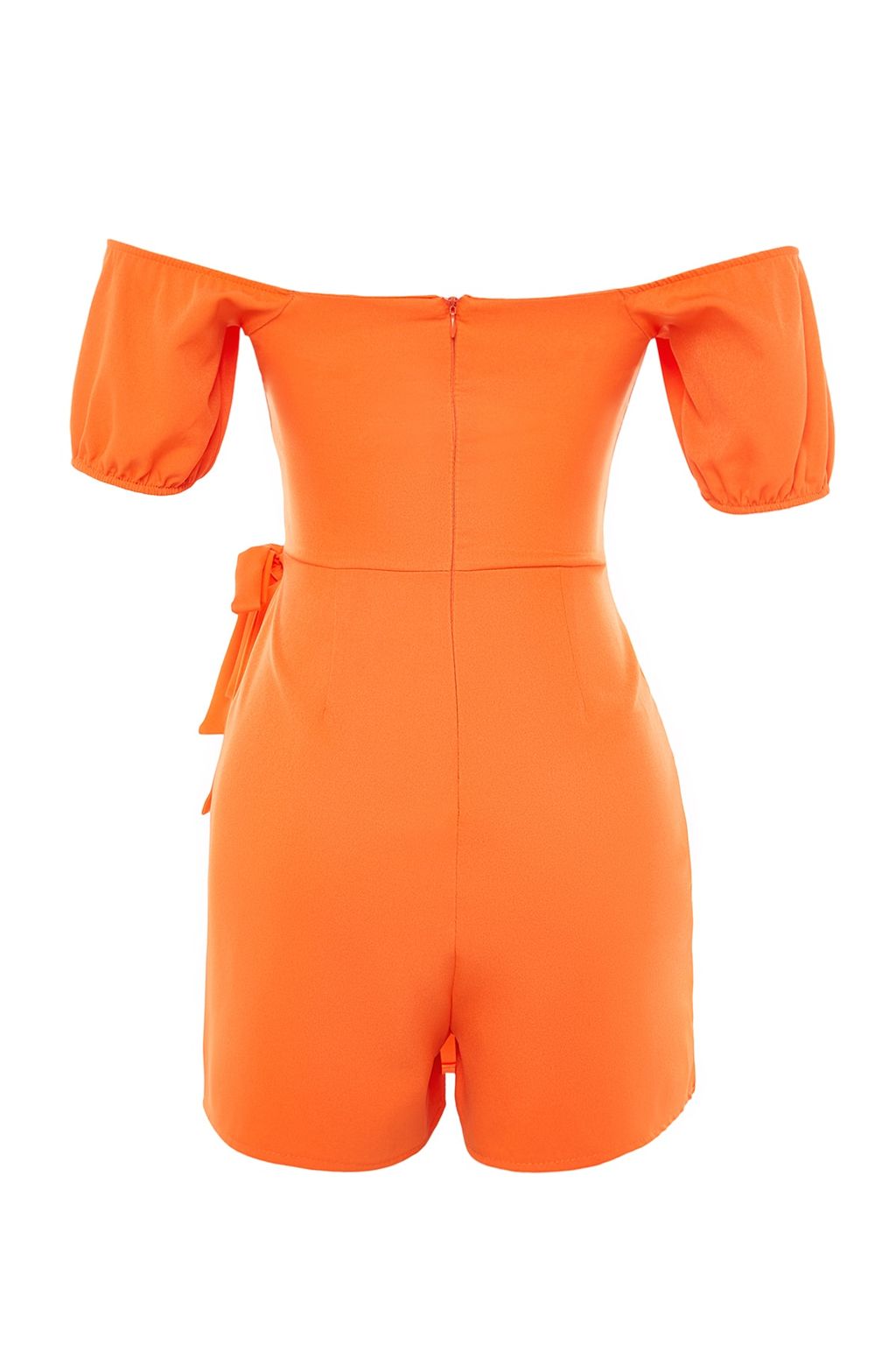Turuncu Cut Out/Pencere Detayl? Dokuma K?sa Tulum TPRSS22EL1006