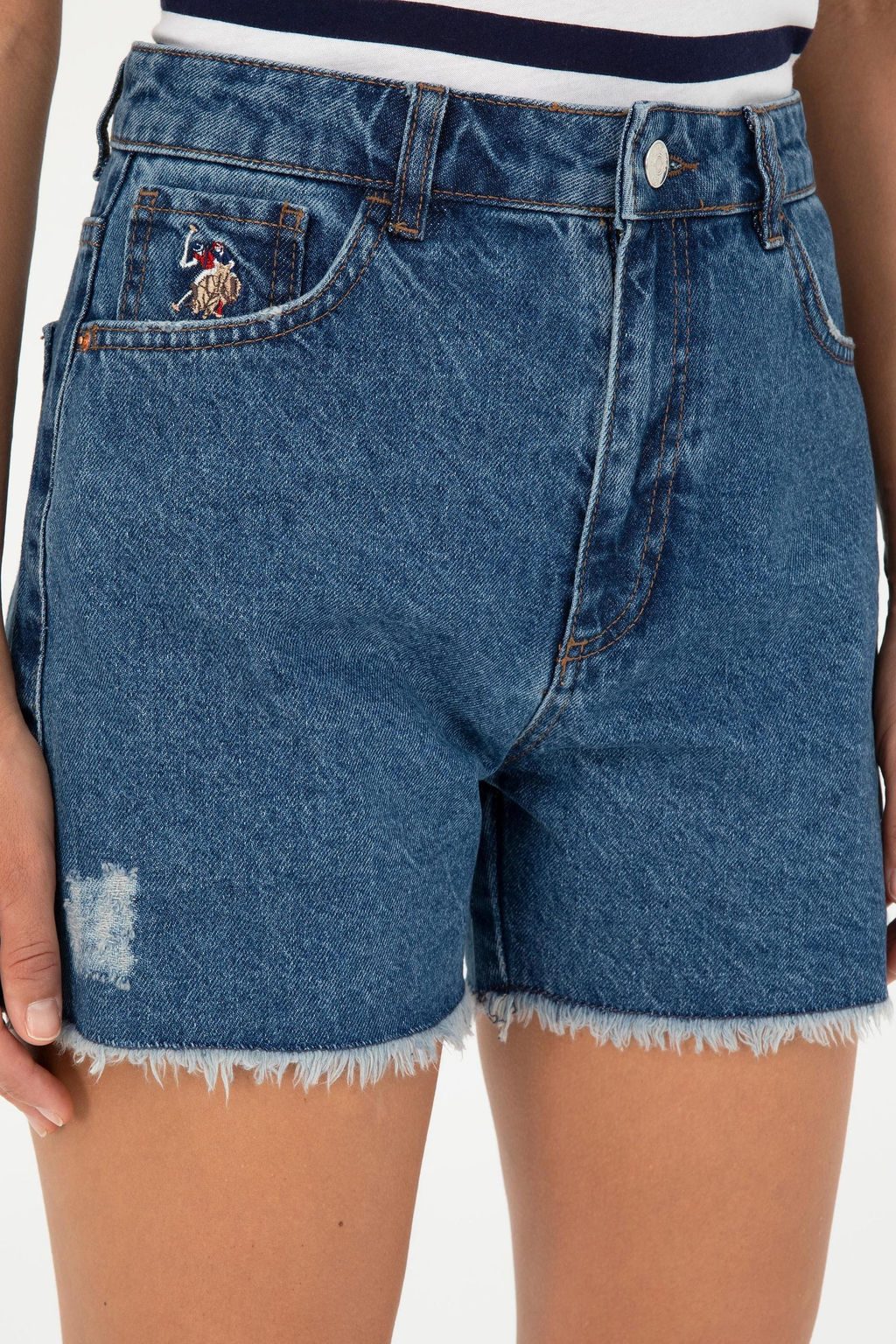 Женские синие джинсовые шорты - U.s. polo assn фото 5