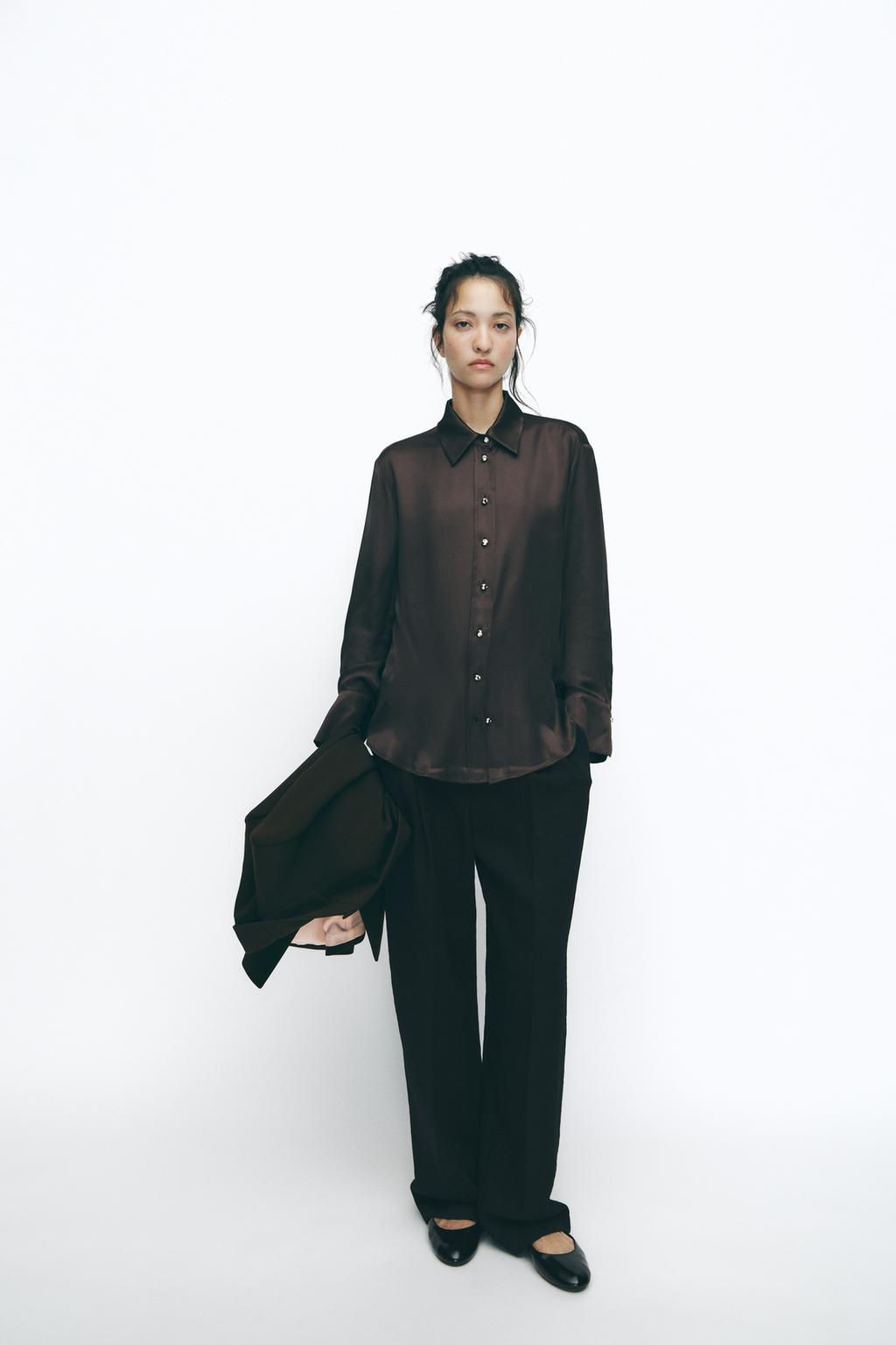 SATIN SHIRT WITH GOLD BUTTONS