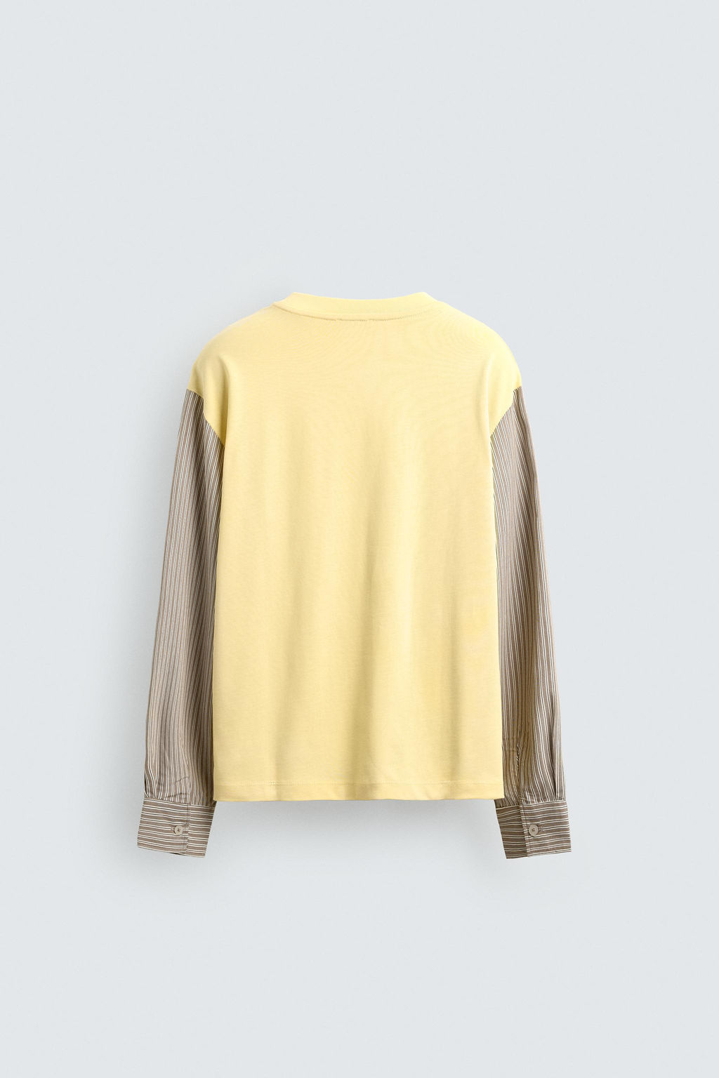 CAMISETA RELAXED FIT MANGAS CONTRASTE / Amarillo claro