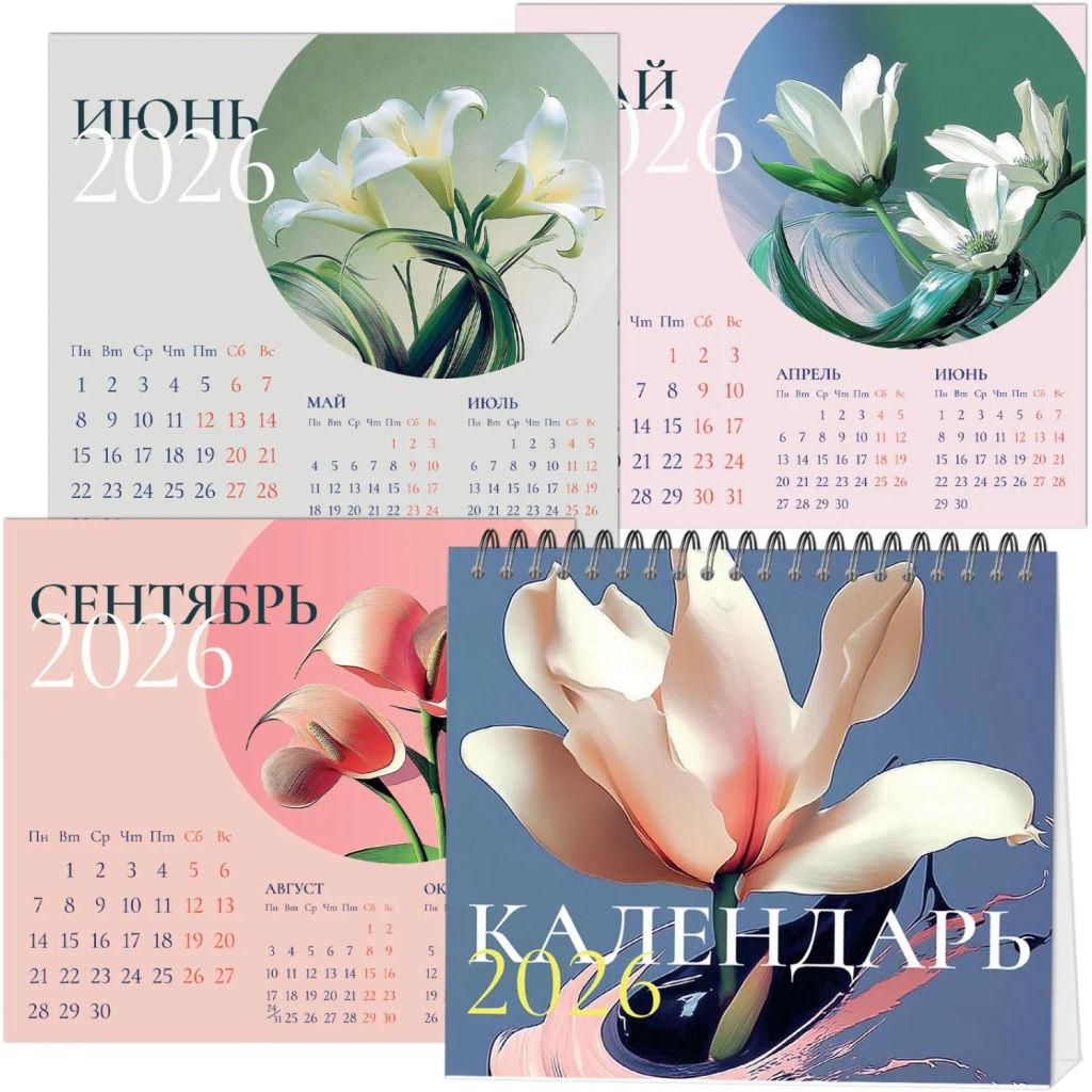 Календарь-домик настольный 2026 Attache, Цветы, 120х110  фото 5