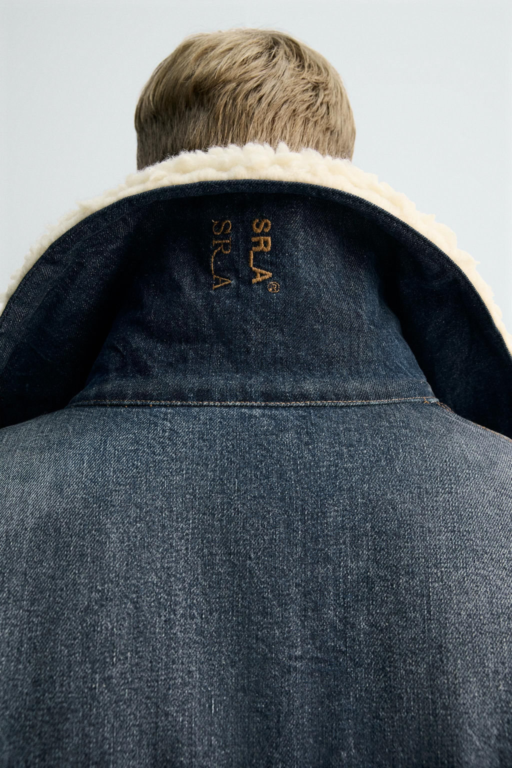 DENIM COAT WITH CONTRAST FAUX SHEARLING X SR_A