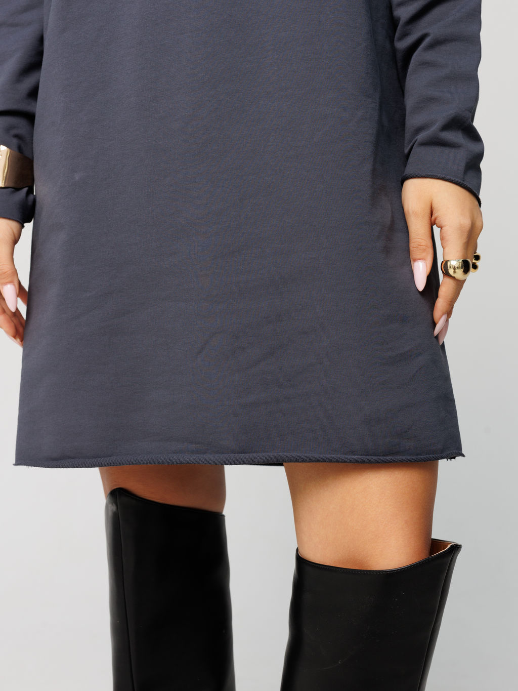 Женское платье с рукавом реглан из футера 2-х нитки графит ВП-11 (33)