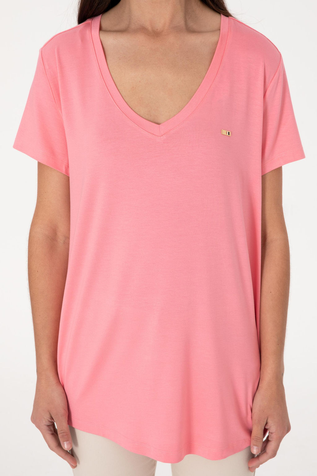 Kad_n Pembe Modal Kar___ml_ V Yaka Basic Ti__rt Sepette S_rpriz _ndirim - U.s. polo assn фото 5