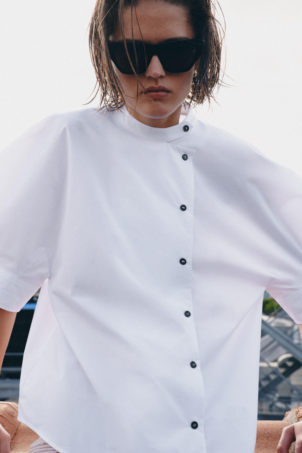 CAMISA POPEL?N BOTONES ZW COLLECTION / Blanco - Zara фото 2