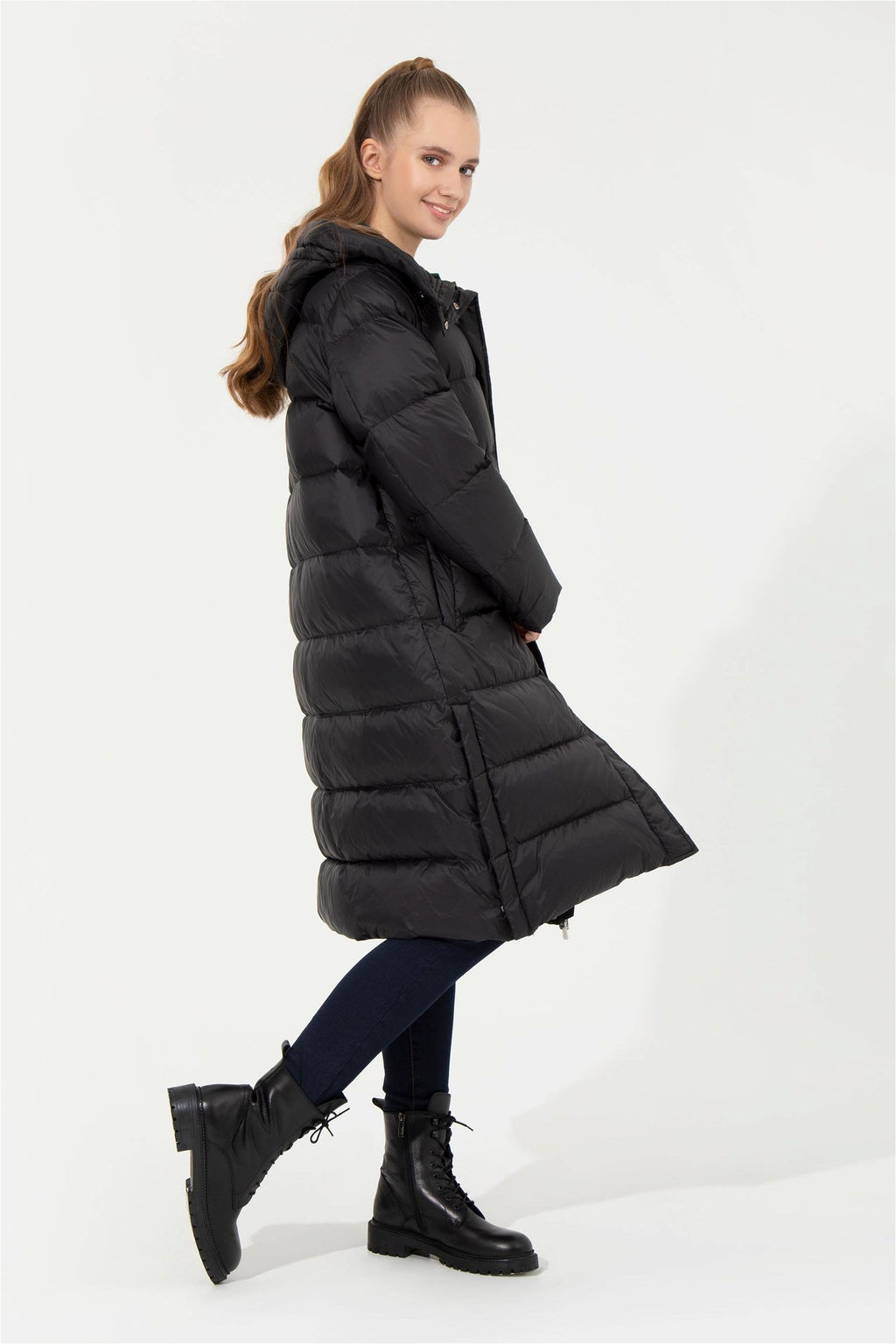 Женское черное пальто с капюшоном из синтетики - U.s. polo assn фото 11