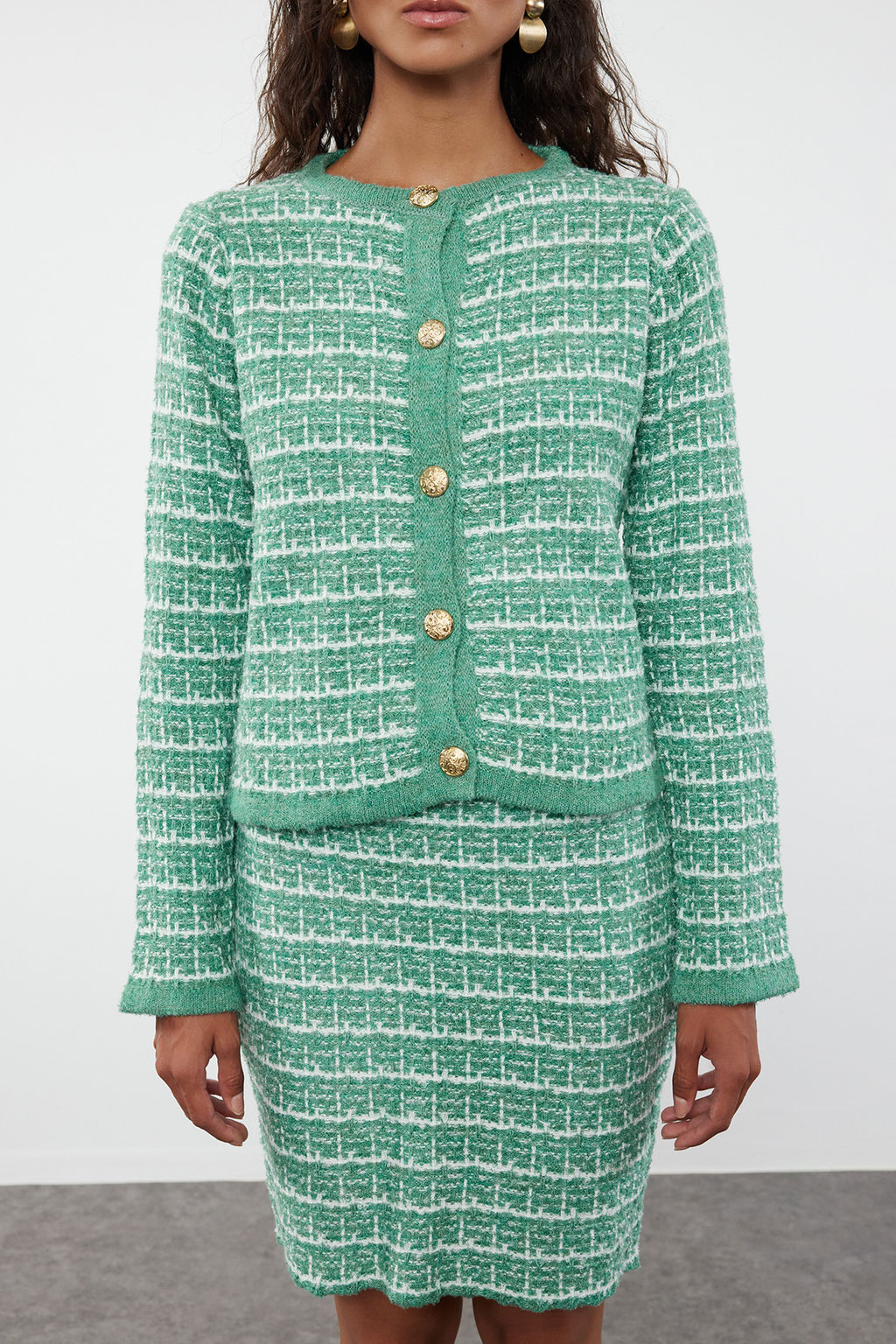 Mint Orgu Detayl? Yumusak Dokulu H?rka-Etek Triko Alt-Ust Tak?m TWOAW24AU00001