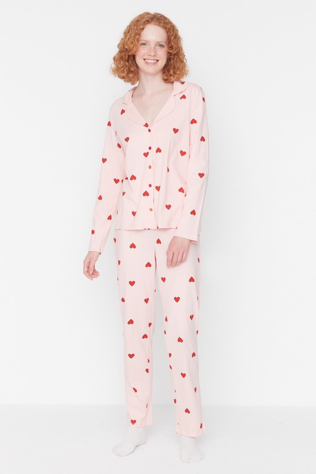 Pembe %100 Pamuklu Kalpli Orme Pijama Tak?m? THMAW21PT0548