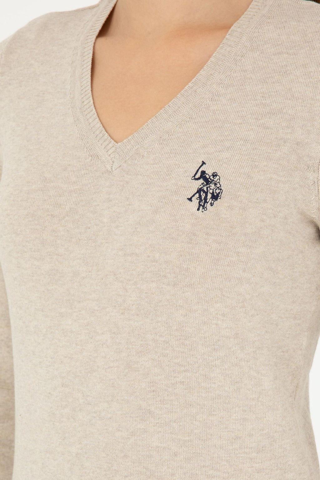 Женский базовый свитер с v-образным вырезом и каменным меланжом Неожиданная скидка в корзине - U.s. polo assn фото 7