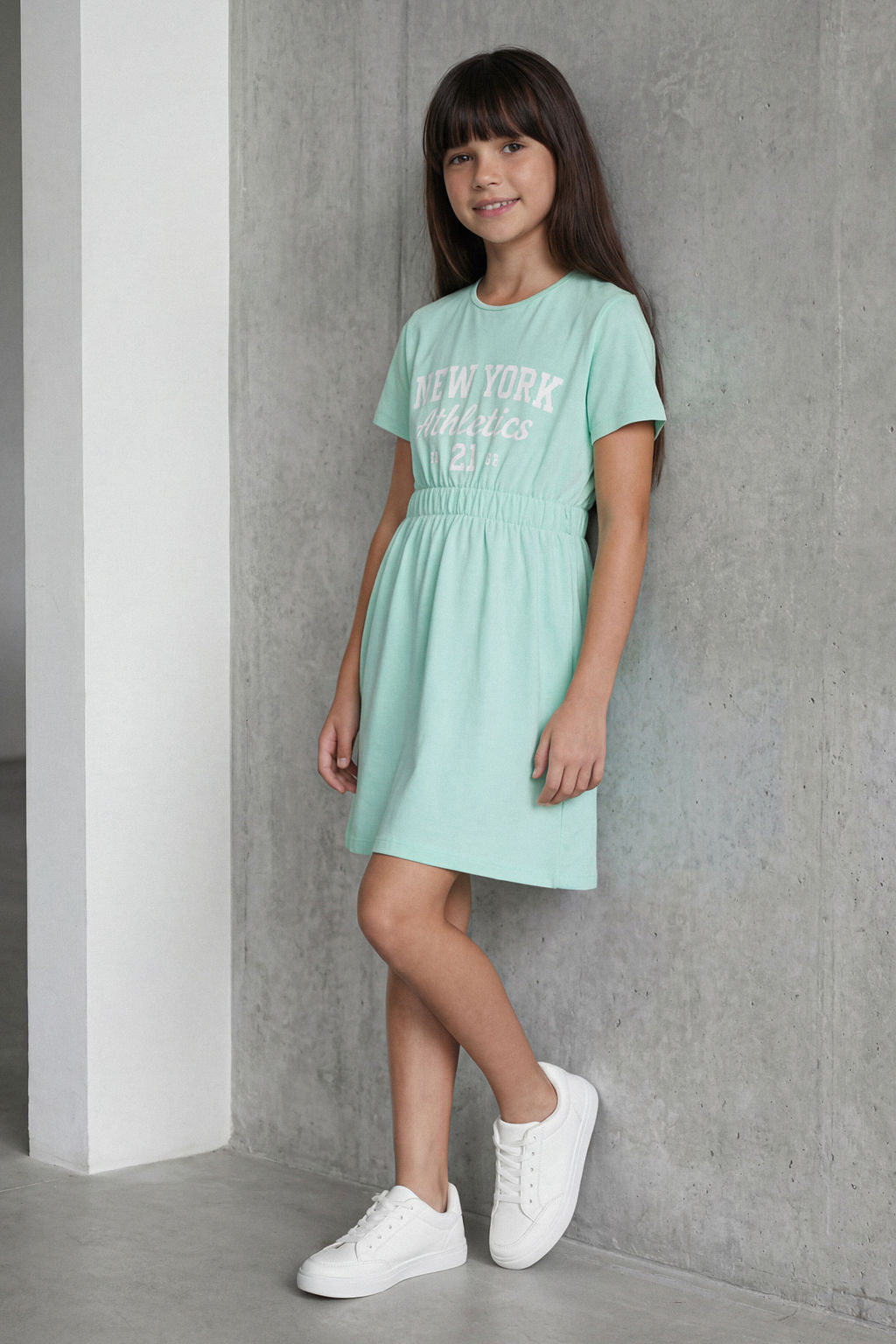 Lacivert K?z Cocuk %100 Pamuk Slogan Bask?l? K?sa Kol Beli Lastikli Mini Orme Elbise TKDSS25EL00084 - Trendyolmilla фото 10