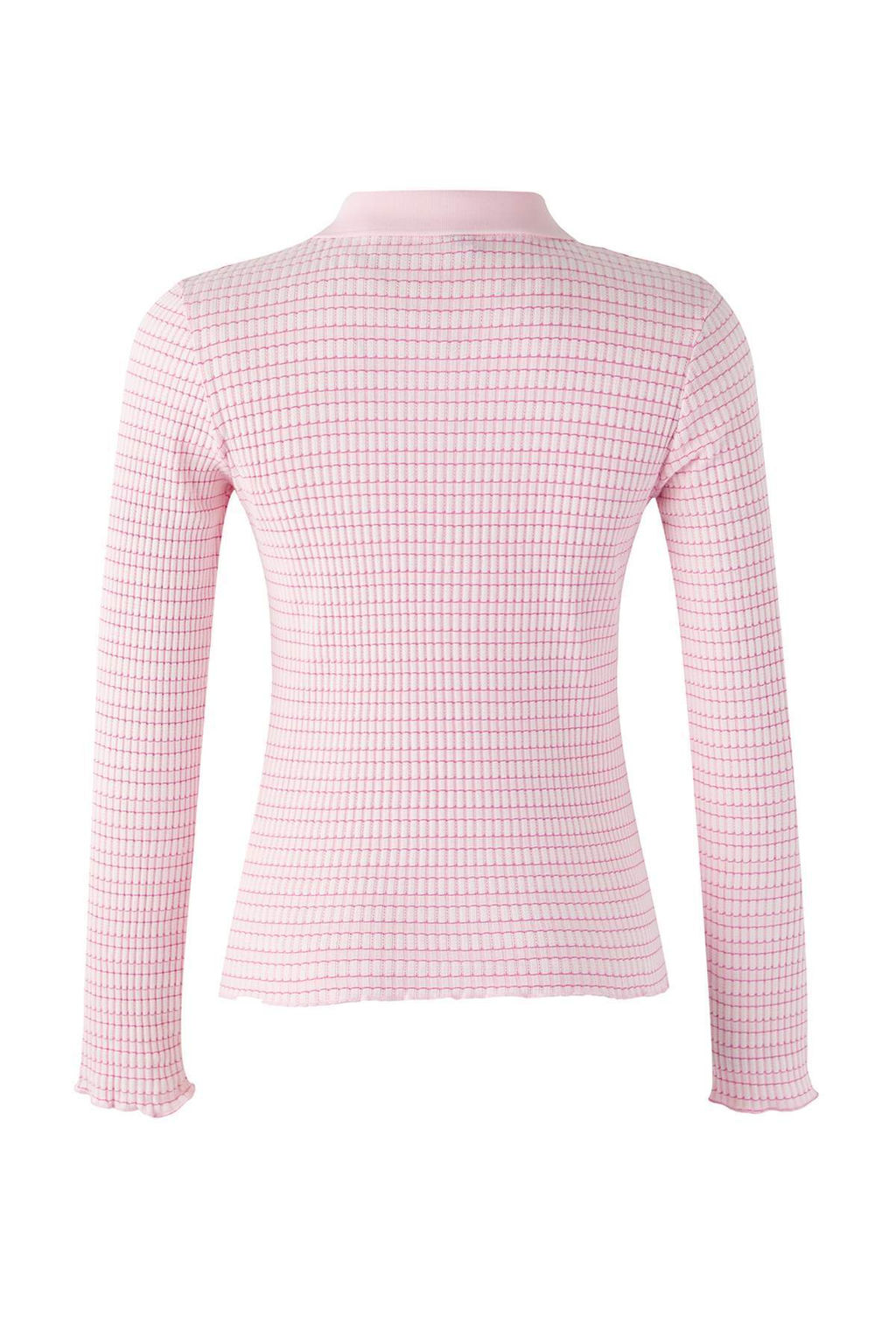 Pembe Fitted/Vucuda Oturan Uzun Kollu Polo Yaka Yar?m Partl? Jakarl? Esnek Orme Bluz TWOAW26BZ00114 - Trendyolmilla фото 2