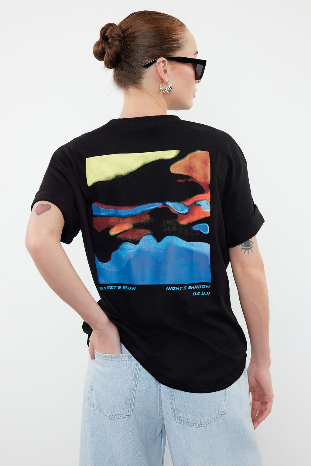 TRENDYOLMILLA Beyaz Premium %100 Pamuk Bask?l? Relaxed/Rahat Kal?p Orme T-Shirt TWOSS24TS00172  фото 18