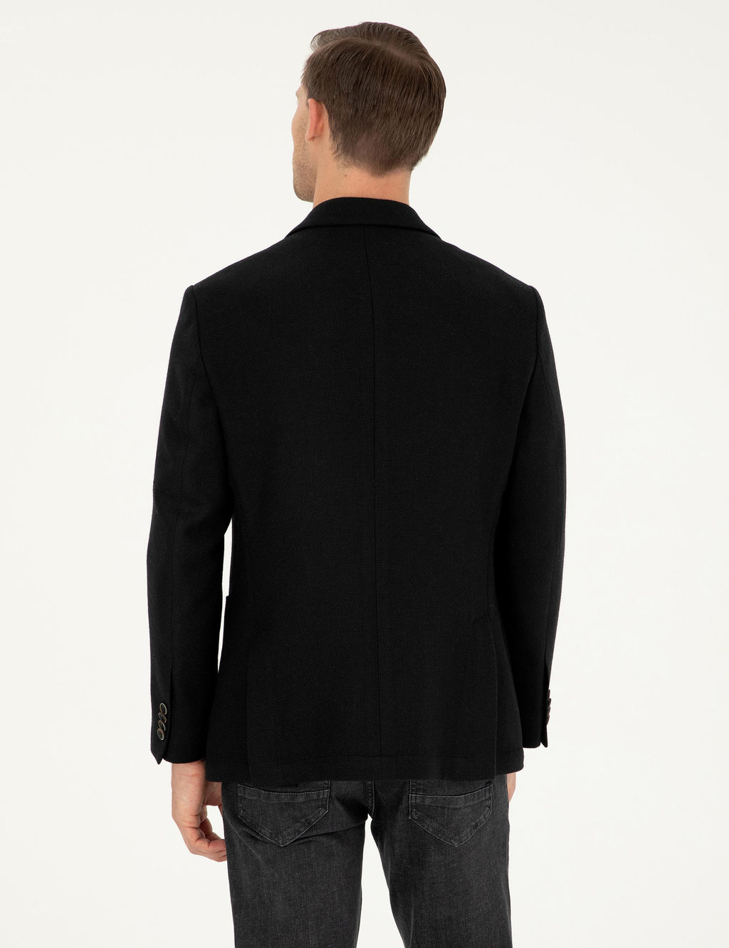 Черный пиджак приталенного кроя из смесовой шерсти - Cacharel фото 6