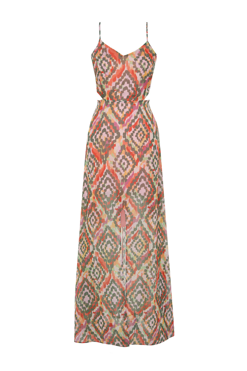 TRENDYOLMILLA Cok Renkli A Kesim Astarl? Pencere/Cut Out Detayl? Cicek Desenli Maxi Dokuma Elbise TWOSS20EL1270  фото 7