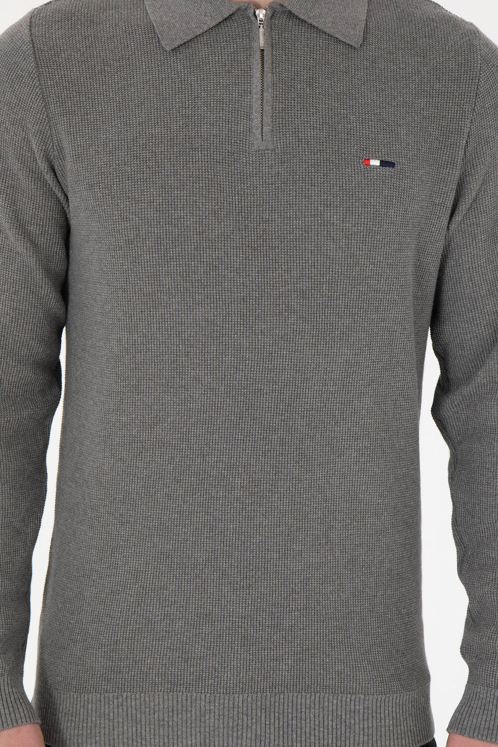 Erkek Regular Fit Yar_m Fermuarl_ Gri Melanj Basic Kazak - U.s. polo assn фото 6