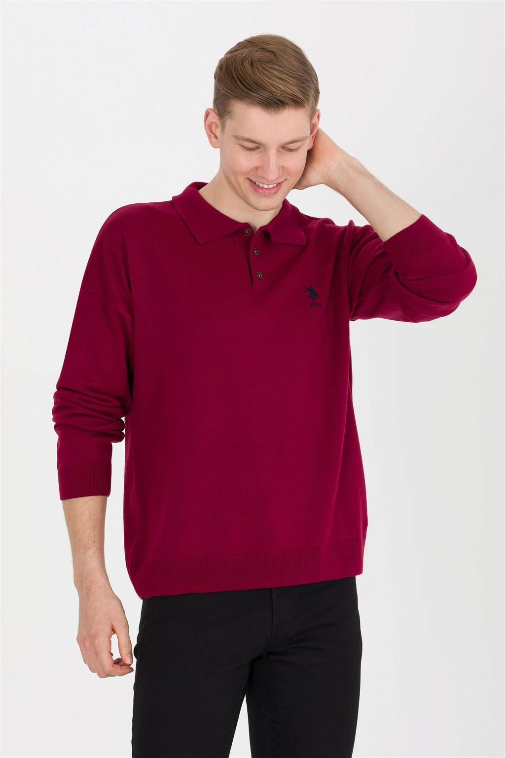 U. S. Polo Assn Мужской бордово-красный трикотаж с воротником поло - U.s. polo assn фото 7
