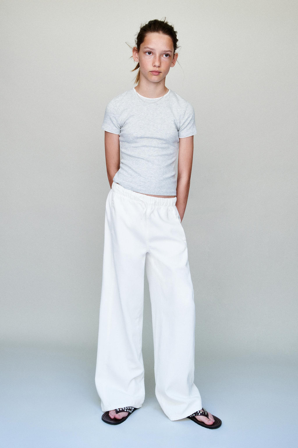 JEANS WIDE LEG CORDONES / Blanco - Zara фото 5