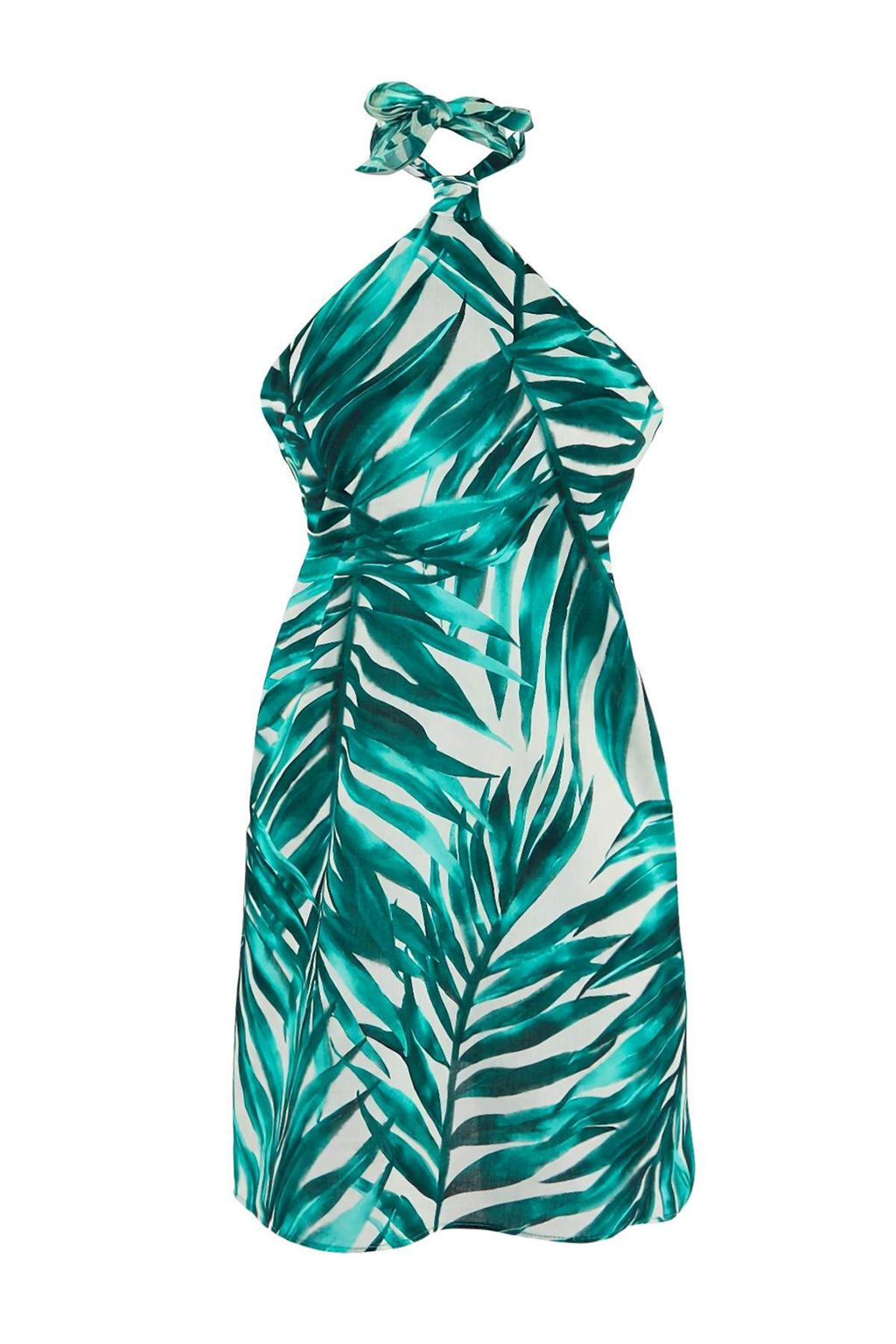 Tropikal Desenli Dokuma Baglama Detayl? Mini Plaj Elbisesi TBESS26EL00019