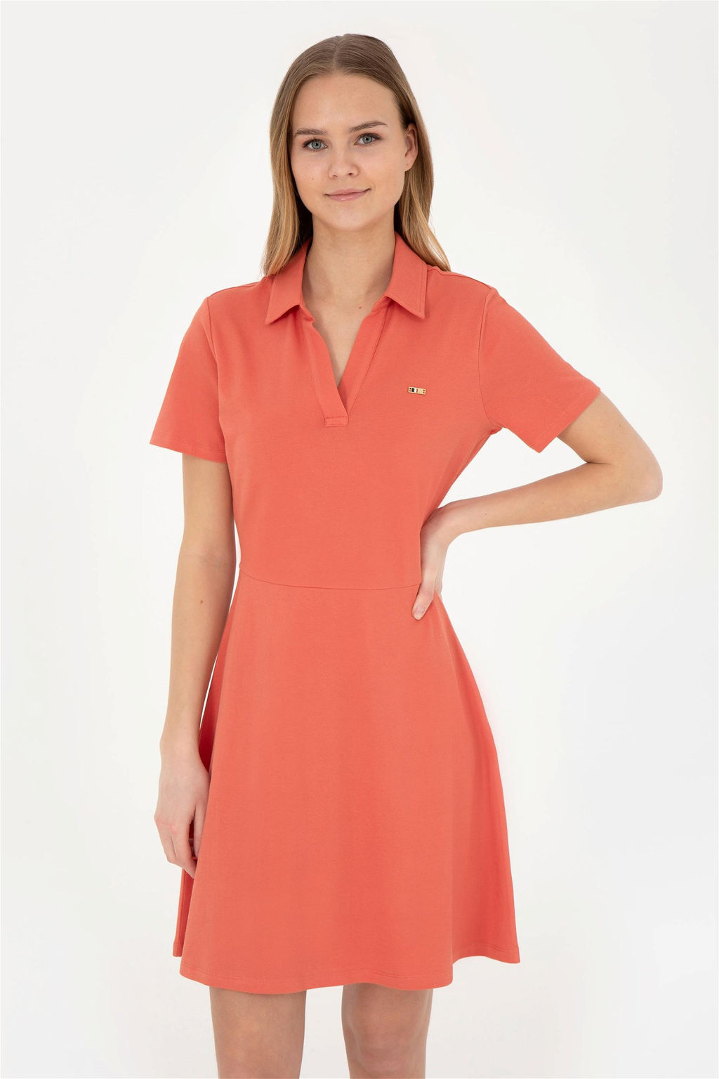 Женское пудровое трикотажное платье - U.s. polo assn фото 2