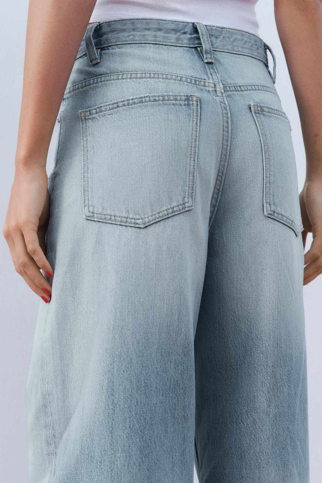 HIGH-WAIST WIDE-LEG TRF JEANS - Zara фото 8