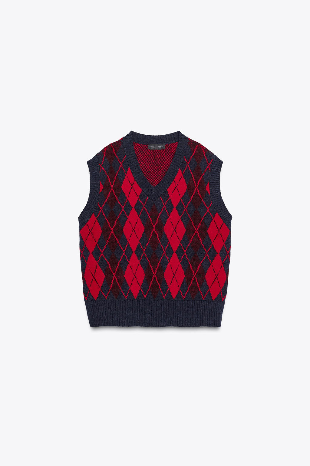 ARGYLE KNIT OVERSIZE WAISTCOAT - Zara фото 6